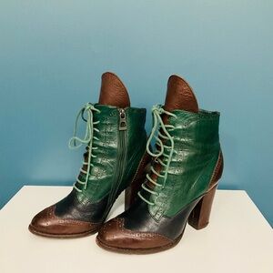 RUDSAK Forrest Green, Navy Blue and Brown Lace-Up Ankle Boots